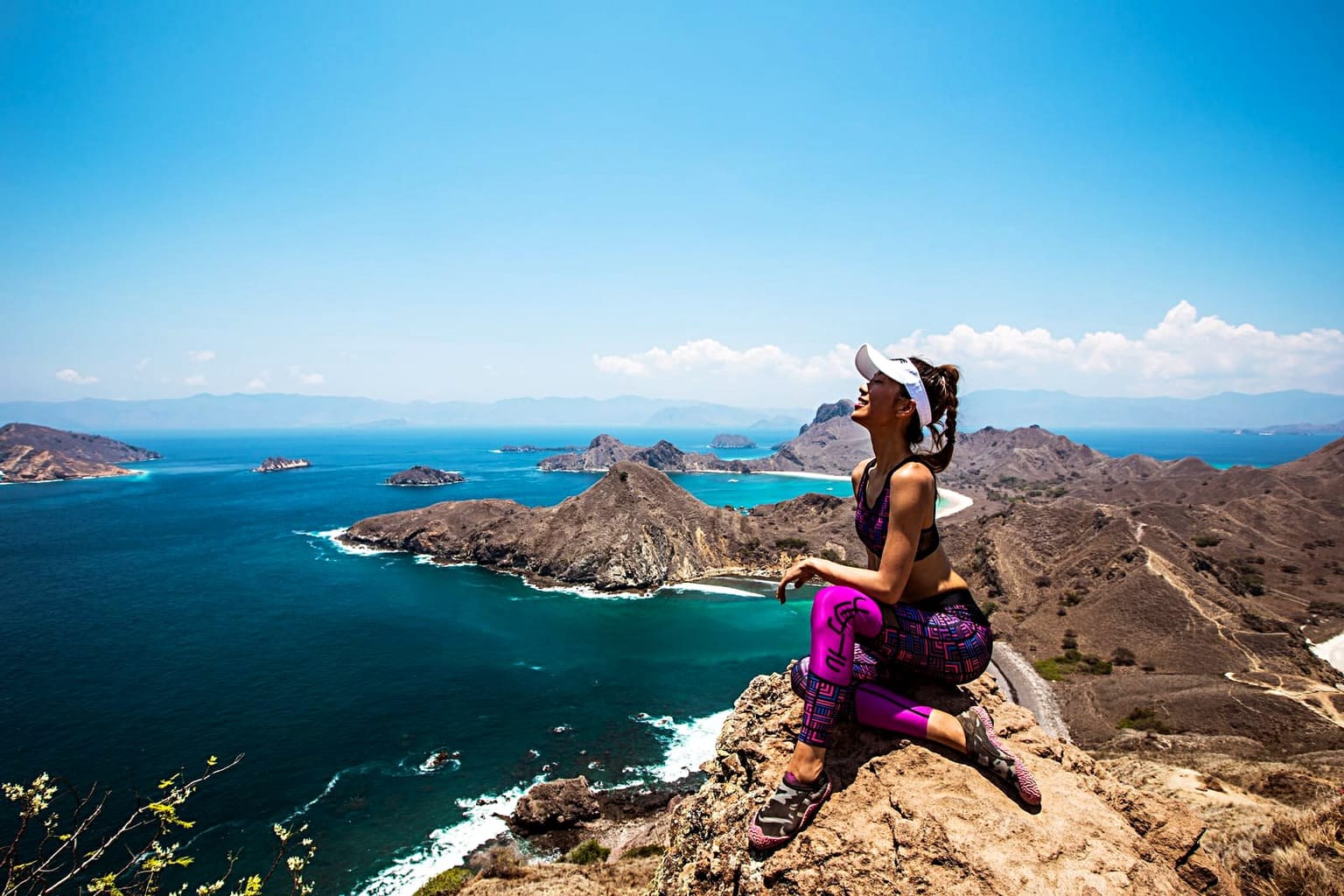 Diver looking out over Padar island at Komodo National Park